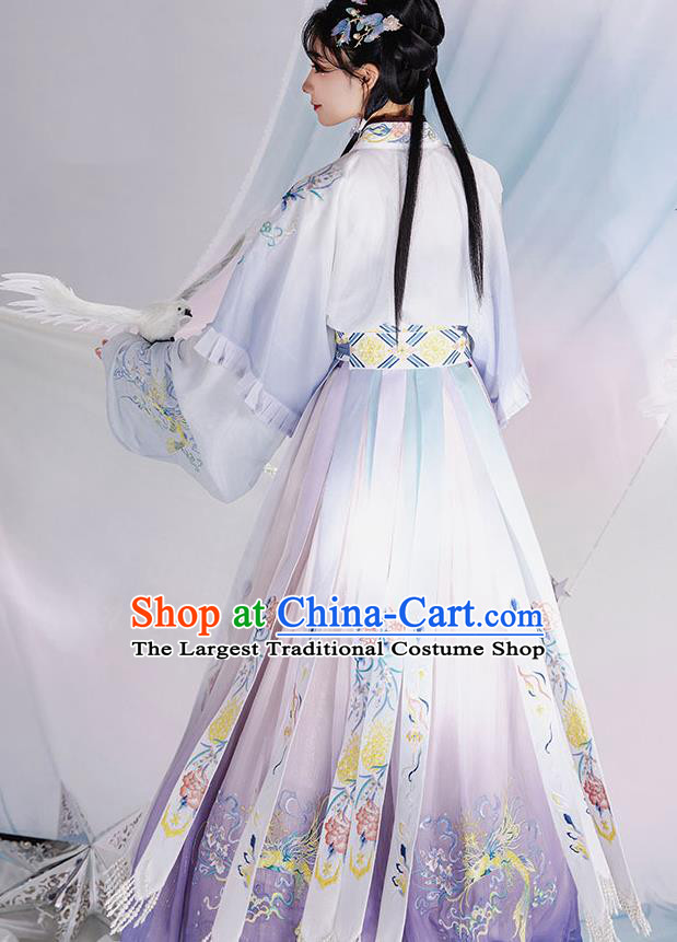 China Ancient Palace Beauty Garment Costumes Jin Dynasty Princess Purple Hanfu Dress Traditional Historical Clothing