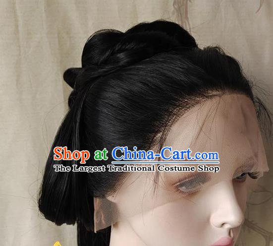 China Ancient Swordswoman Hairpieces Traditional Song Dynasty Young Lady Hair Accessories Cosplay Female Knight Wigs Headwear