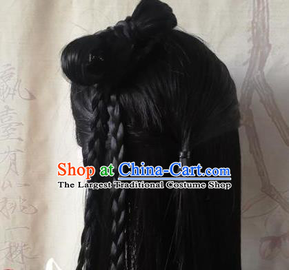 China Traditional Song Dynasty Young Lady Hair Accessories Cosplay Female Knight Gu Xiang Wigs Headwear Ancient Swordswoman Hairpieces