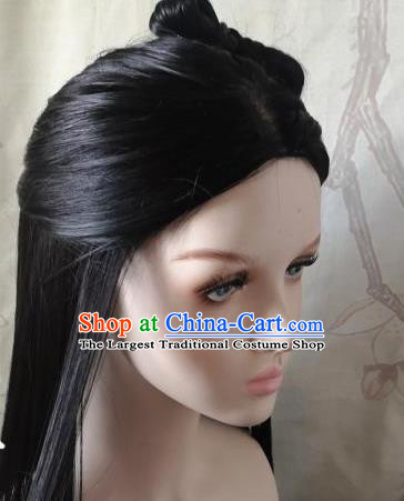 China Traditional Song Dynasty Young Lady Hair Accessories Cosplay Female Knight Gu Xiang Wigs Headwear Ancient Swordswoman Hairpieces