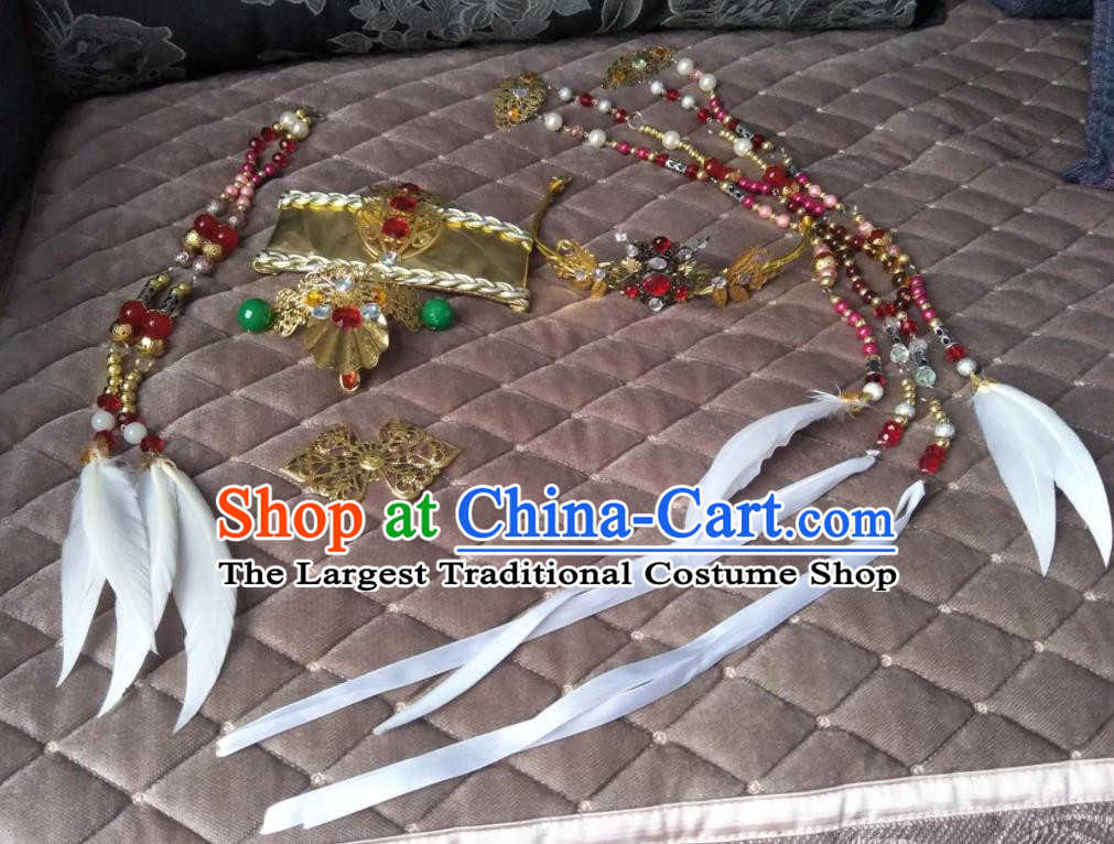 Chinese Handmade Cosplay King Headpieces Traditional Puppet Show Prince Hairdo Crown Ancient Emperor Hair Accessories