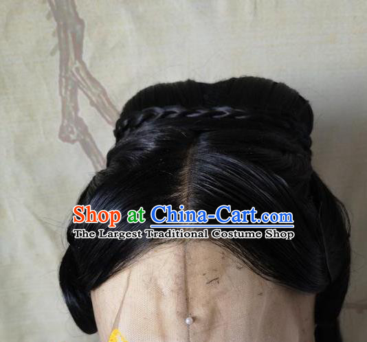 China Cosplay Palace Lady Front Lace Wigs Headwear Ancient Young Beauty Hairpieces Traditional Song Dynasty Princess Hair Accessories