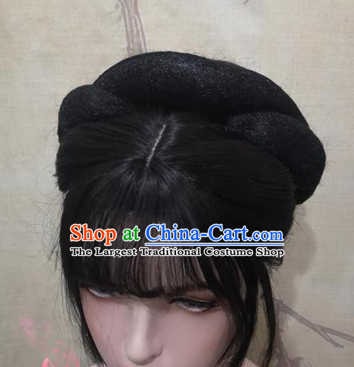 China Cosplay Court Woman Bangs Wigs Headwear Ancient Princess Hairpieces Traditional Ming Dynasty Palace Lady Hair Accessories