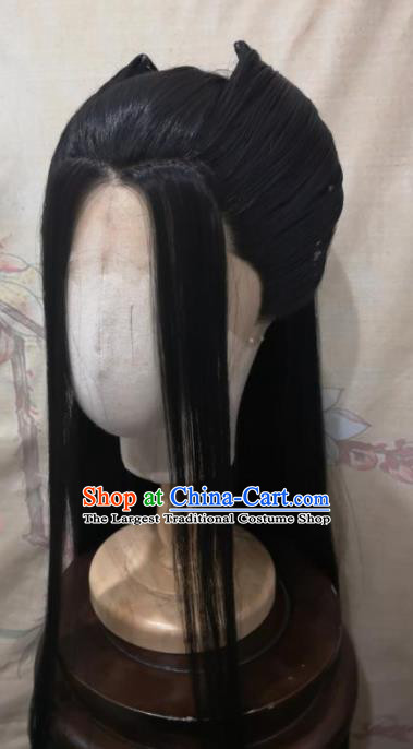 China Traditional Hanfu Young Woman Hair Accessories Cosplay Fairy Princess Front Lace Wigs Headwear Ancient Swordswoman Hairpieces