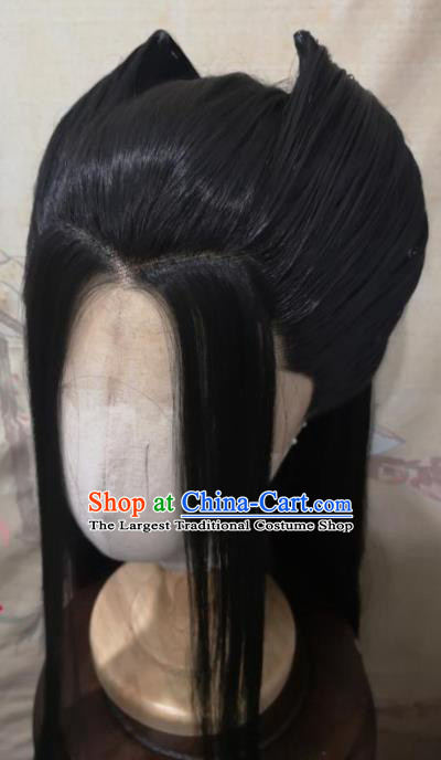 China Traditional Hanfu Young Woman Hair Accessories Cosplay Fairy Princess Front Lace Wigs Headwear Ancient Swordswoman Hairpieces