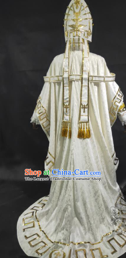 Professional Cartoon Role Hierarch Garment Costumes Cosplay Pope Clothing Halloween Performance Fashion and Hat