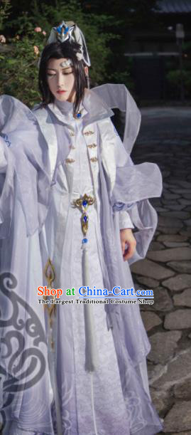 China Ancient Royal Prince Clothing Traditional JX Online Childe Garment Costumes Cosplay Swordsman Lilac Apparels
