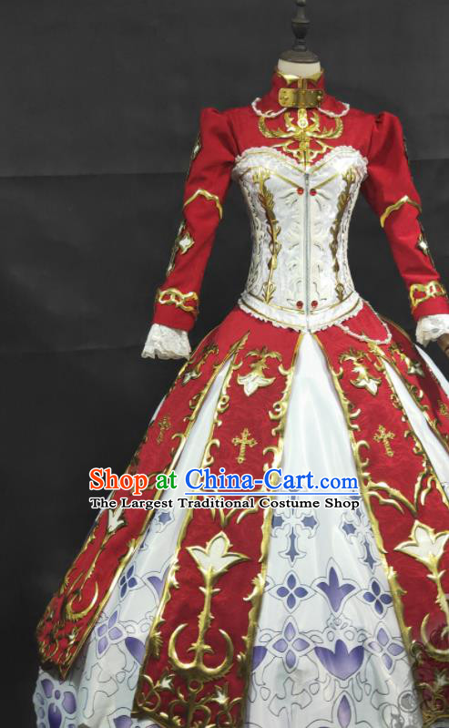 Top Cartoon Magic Angel Clothing Cosplay Duchess Red Dress Clothing Halloween Fancy Ball Garment Costume