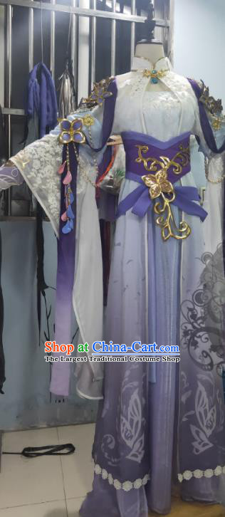 Custom Chinese Cosplay Imperial Consort Garment Costumes Traditional Ni Shui Han Li Shishi Lilac Dress Outfits Ancient Palace Beauty Clothing
