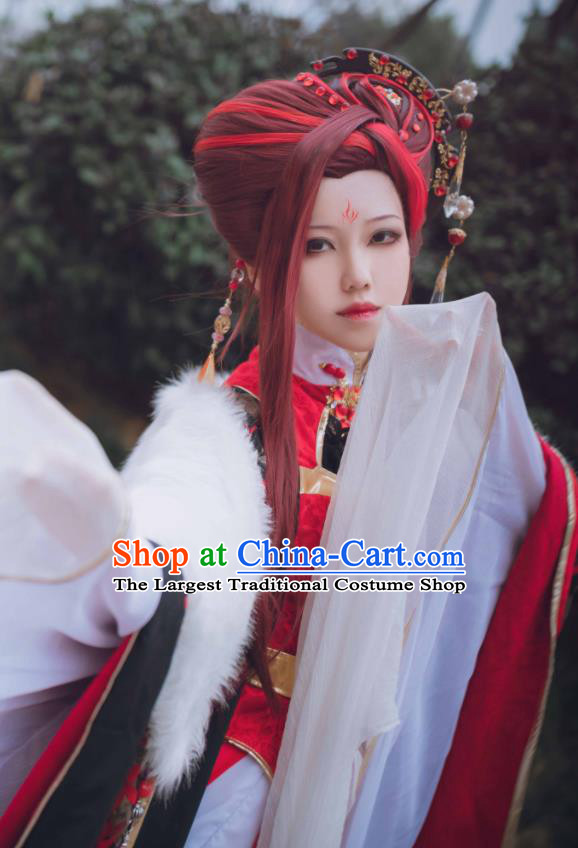 Custom Chinese Traditional Puppet Show Queen Red Dress Outfits Ancient Demon Empress Clothing Cosplay Monarchess Garment Costumes