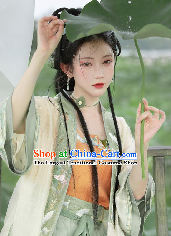 China Traditional Young Lady Hanfu Dress Ancient Woman Garment Costumes Song Dynasty Civilian Female Historical Clothing