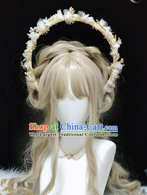 Handmade Cosplay Goddess Silk Flowers Royal Crown Halloween Performance Hair Accessories Baroque Queen Chaplet Headdress