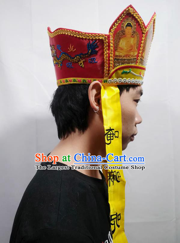 Handmade Journey to the West Hair Accessories Stage Show Decorations Halloween Buddhist Hat Cosplay Tang Monk Headwear