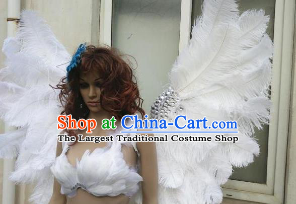 Top Stage Show White Feather Wings Brazilian Carnival Accessories Halloween Catwalks Decorations Cosplay Angel Props