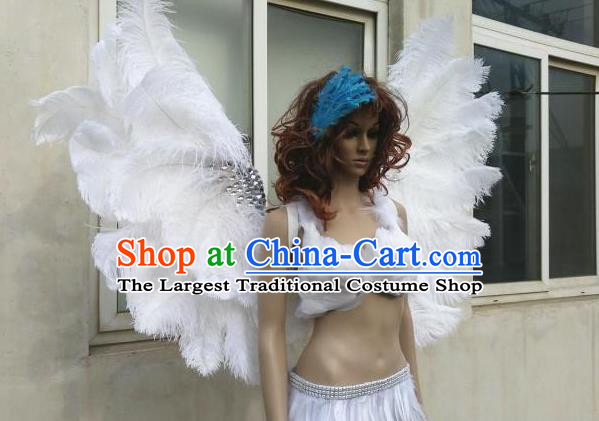 Top Stage Show White Feather Wings Brazilian Carnival Accessories Halloween Catwalks Decorations Cosplay Angel Props