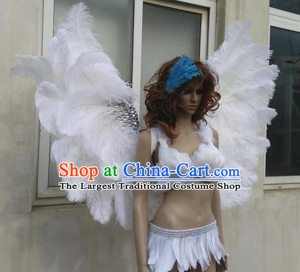 Top Stage Show White Feather Wings Brazilian Carnival Accessories Halloween Catwalks Decorations Cosplay Angel Props