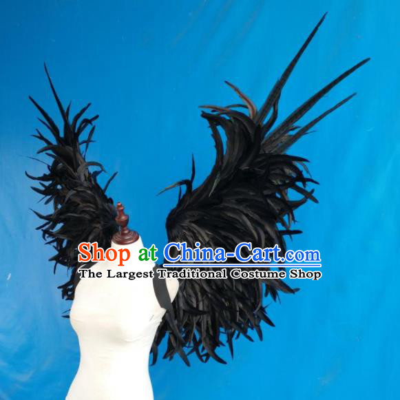 Top Opening Dance Deluxe Black Feather Wings Brazilian Parade Accessories Halloween Catwalks Back Decorations Cosplay Demon Angel Props