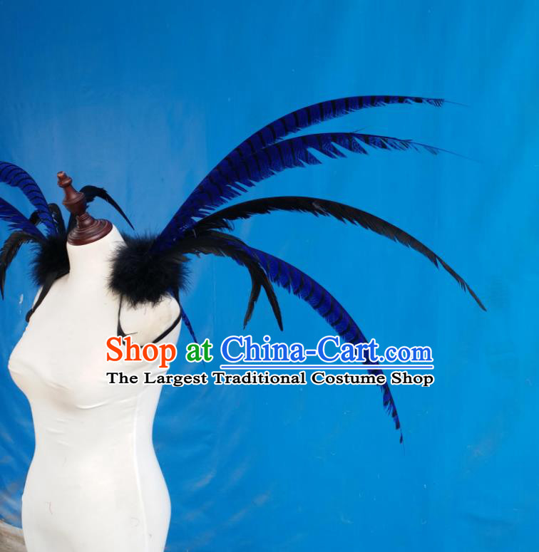 Top Brazilian Parade Accessories Halloween Catwalks Shoulder Decorations Cosplay Angel Props Opening Dance Blue Feather Wings