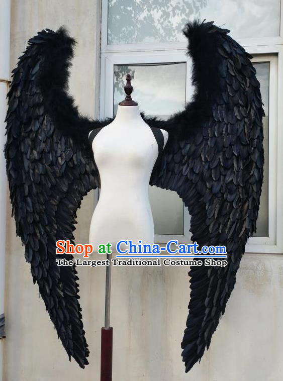 Top Stage Show Black Feather Giant Wings Brazilian Parade Back Accessories Cosplay Demon Angel Decorations Miami Catwalks Props