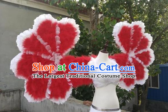 Top Stage Show Red Feather Wings Catwalks Back Accessories Opening Dance Giant Decorations Miami Angel Props