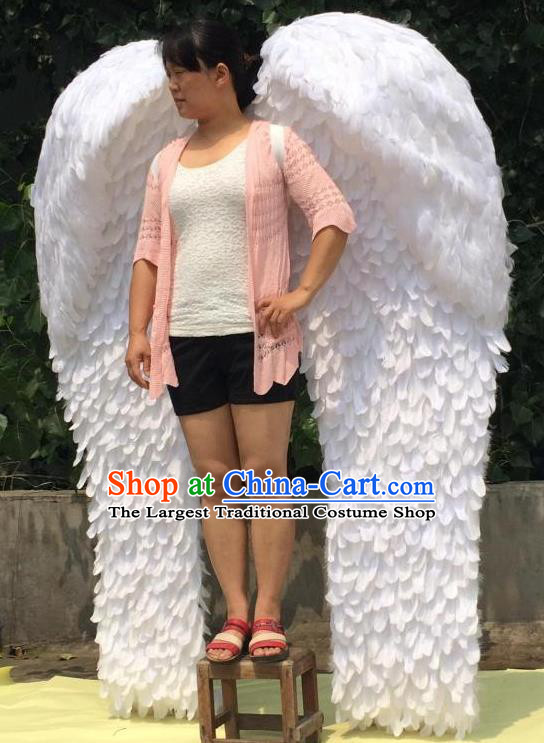 Top Stage Show Deluxe White Feather Wings Opening Dance Back Accessories Halloween Cosplay Performance Decorations Miami Angel Catwalks Giant Props