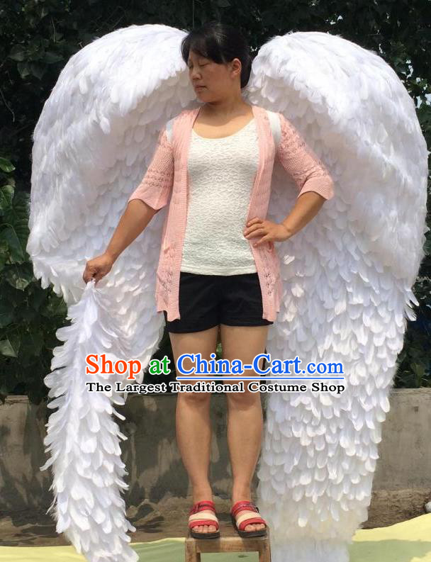Top Stage Show Deluxe White Feather Wings Opening Dance Back Accessories Halloween Cosplay Performance Decorations Miami Angel Catwalks Giant Props