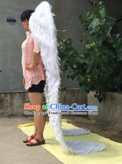 Top Stage Show Deluxe White Feather Wings Opening Dance Back Accessories Halloween Cosplay Performance Decorations Miami Angel Catwalks Giant Props