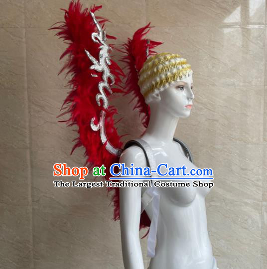 Top Miami Catwalks Accessories Brazil Parade Back Decorations Halloween Cosplay Red Feather Props Stage Show Angel Wings