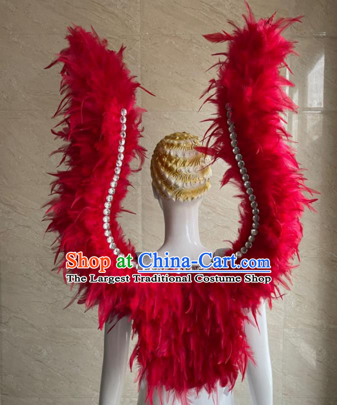 Top Miami Catwalks Accessories Brazil Parade Back Decorations Halloween Cosplay Red Feather Props Stage Show Angel Wings