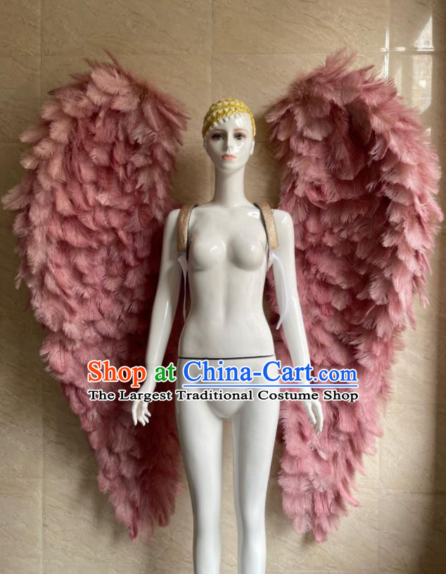 Top Stage Show Giant Angel Wings Miami Catwalks Accessories Brazil Parade Back Decorations Halloween Cosplay Pink Feather Wing Props