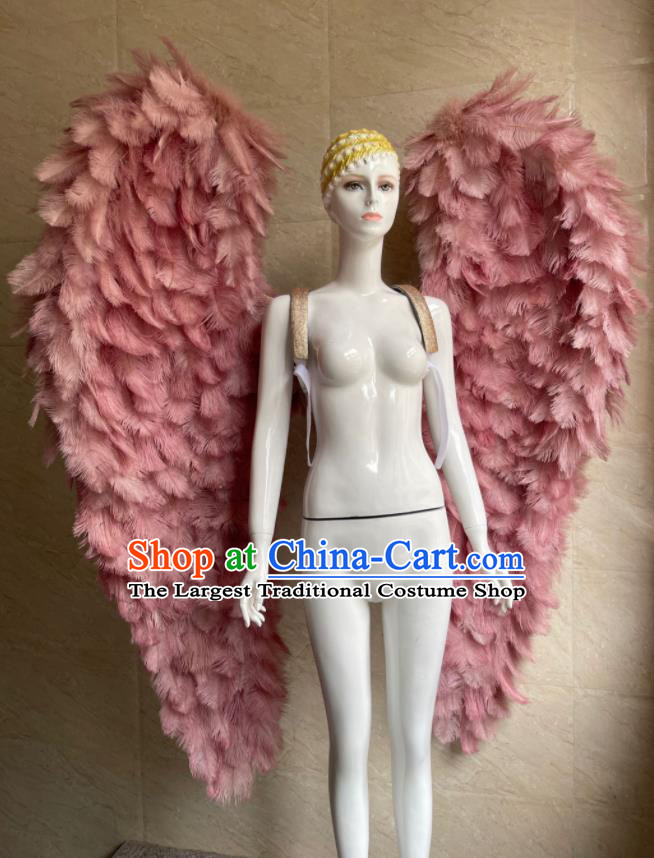 Top Stage Show Giant Angel Wings Miami Catwalks Accessories Brazil Parade Back Decorations Halloween Cosplay Pink Feather Wing Props
