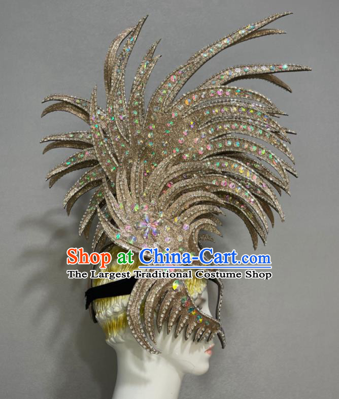 Custom Samba Dance Hair Accessories Catwalks Giant Hair Crown Halloween Opening Dance Headdress Brazil Parade Face Mask