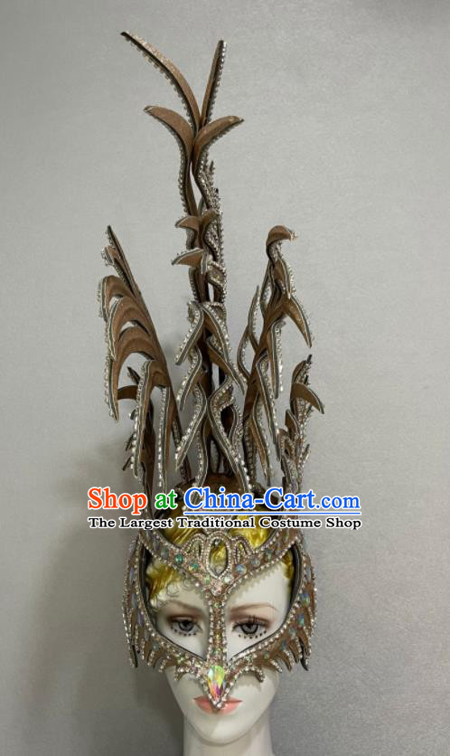 Custom Samba Dance Hair Accessories Catwalks Giant Hair Crown Halloween Opening Dance Headdress Brazil Parade Face Mask