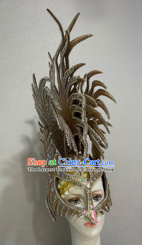 Custom Samba Dance Hair Accessories Catwalks Giant Hair Crown Halloween Opening Dance Headdress Brazil Parade Face Mask