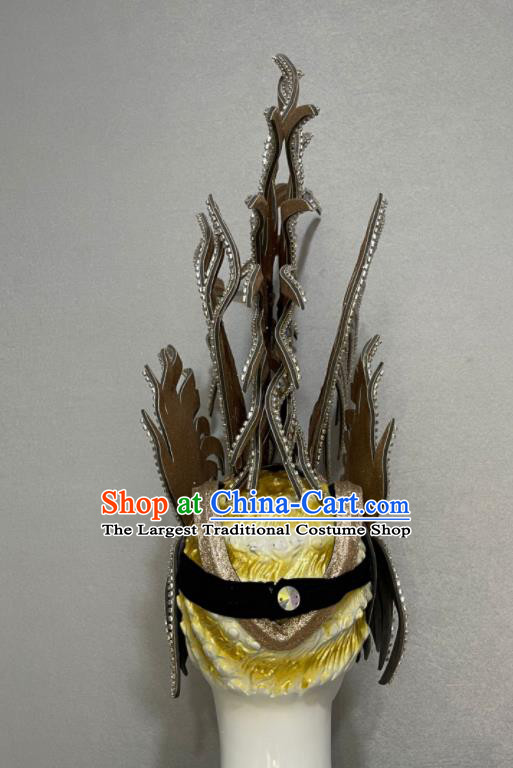 Custom Samba Dance Hair Accessories Catwalks Giant Hair Crown Halloween Opening Dance Headdress Brazil Parade Face Mask