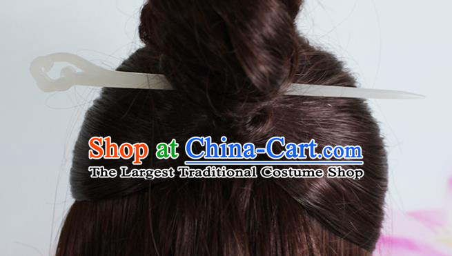 China Cheongsam Headpiece Ancient Swordswoman Hair Stick Handmade Jade Carving Cloud Hairpin Traditional Hair Accessories