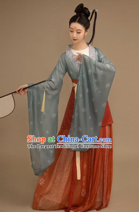 China Southern and Northern Dynasties Garment Costumes Traditional Hanfu Dress Apparels Ancient Palace Beauty Clothing