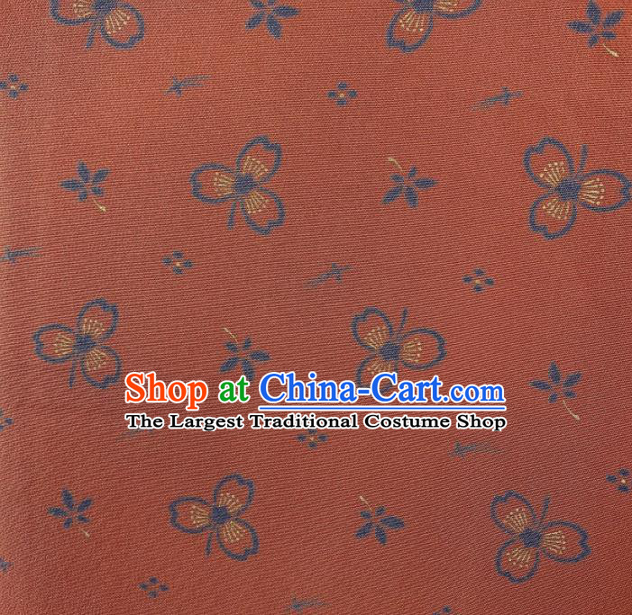 Japanese Classical Sakura Pattern Kimono Costume Young Woman Rust Red Yukata Dress Traditional Hanabi Taikai Clothing