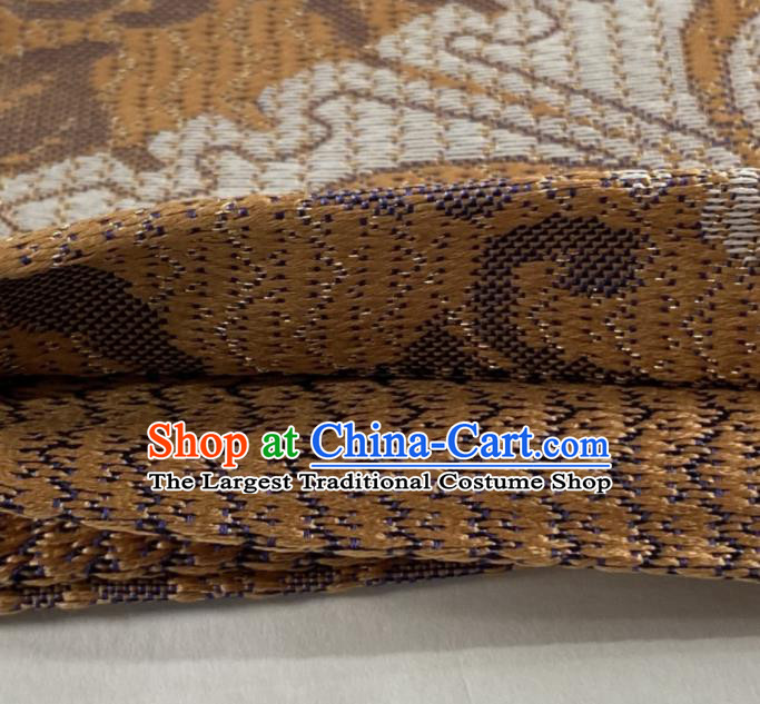 Japanese Handmade Brown Brocade Waistband Traditional Yukata Robe Nishijin Girdle Accessories Classical Pattern Kimono Belt