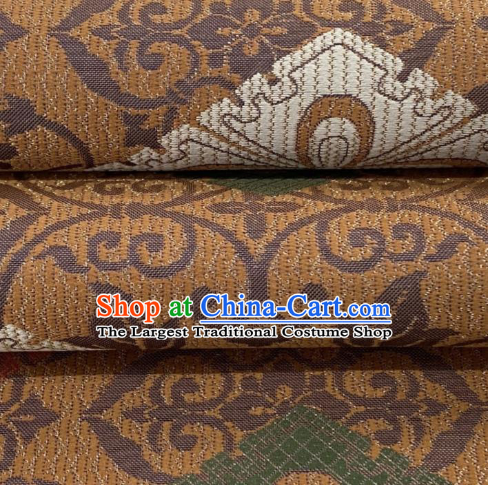Japanese Handmade Brown Brocade Waistband Traditional Yukata Robe Nishijin Girdle Accessories Classical Pattern Kimono Belt