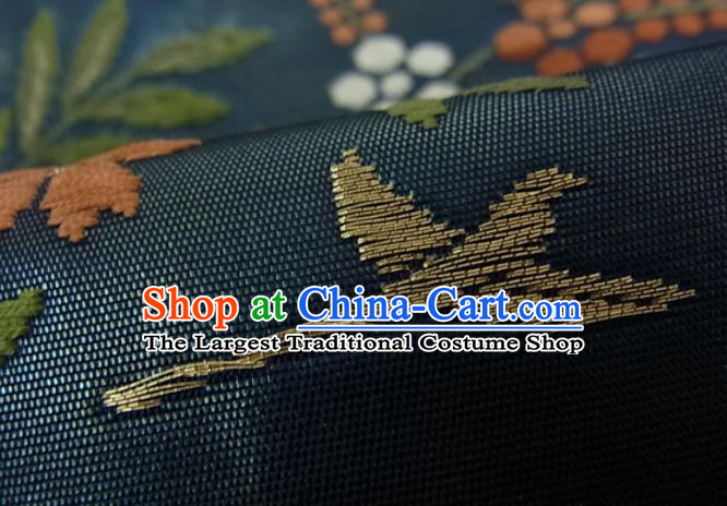Japanese Classical Daisy Pattern Kimono Belt Handmade Navy Brocade Waistband Traditional Yukata Robe Nishijin Girdle Accessories