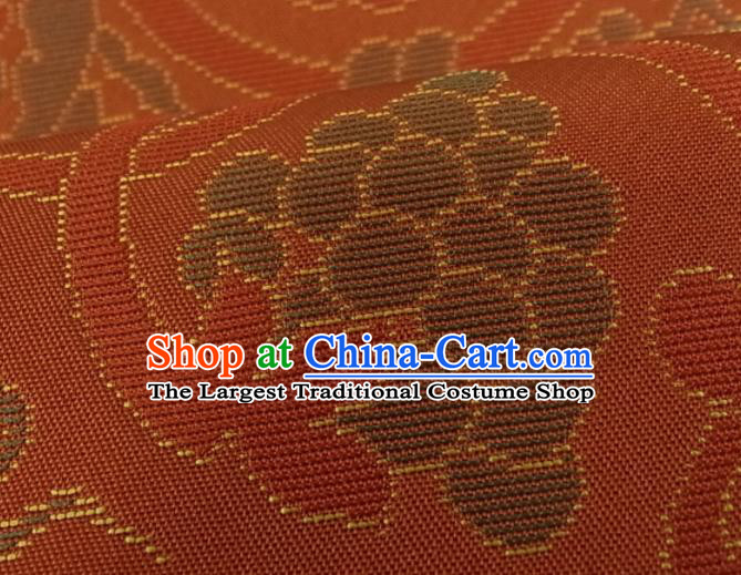 Japanese Traditional Yukata Robe Nishijin Girdle Accessories Classical Grape Pattern Kimono Belt Handmade Orange Brocade Waistband