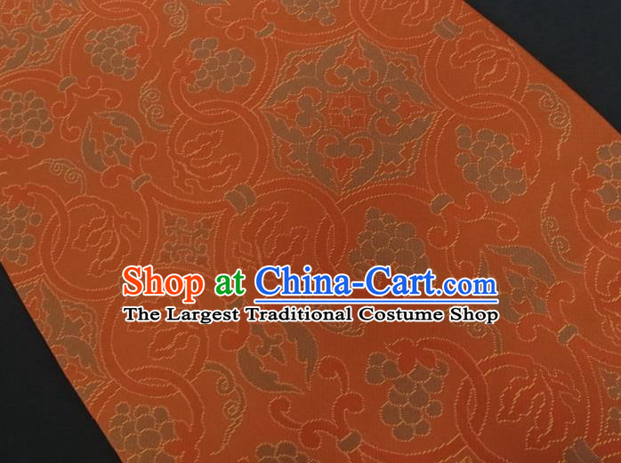 Japanese Traditional Yukata Robe Nishijin Girdle Accessories Classical Grape Pattern Kimono Belt Handmade Orange Brocade Waistband