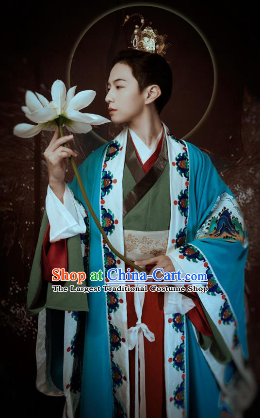 China Ancient Prince Hanfu Clothing Tang Dynasty Noble Childe Garment Costumes Traditional Dunhuang Murals Historical Attire for Men