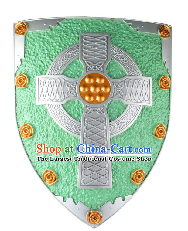 Top Stage Show Knight Accessories Halloween Fancy Ball Warrior Toys Cosplay Hero Sword and Green Shield Masquerade Party Props