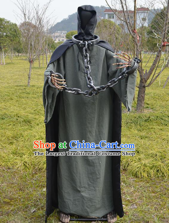 Custom Halloween Performance Garment Costumes Cosplay Ghost Clothing Fancy Ball Death Outfits Mummy Grey Robe