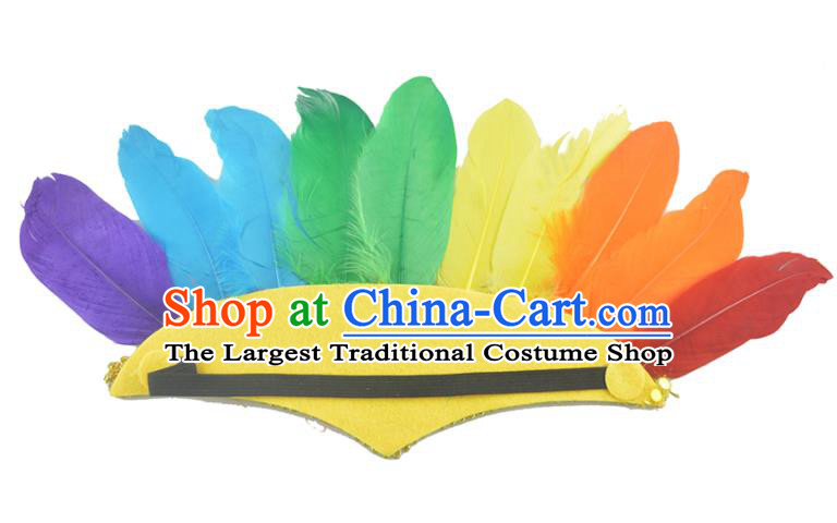 Professional Samba Dance Hair Accessories Tribal Chief Headwear Apache Wild Man Headdress Halloween Cosplay Colorful Feather Hat