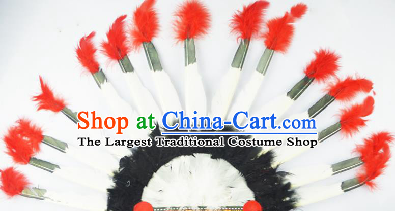Professional Malankara Wild Man Hair Accessories Tribe Chief Headwear Halloween Fancy Ball Headdress Cosplay Hunter Feather Hair Crown