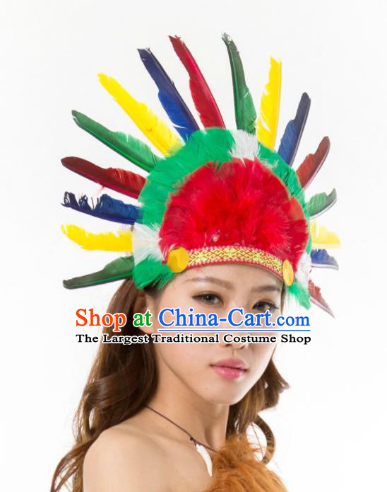 Professional Cosplay Hunter Feather Hair Crown Malankara Wild Man Hair Accessories Tribe Chief Headwear Halloween Fancy Ball Headdress