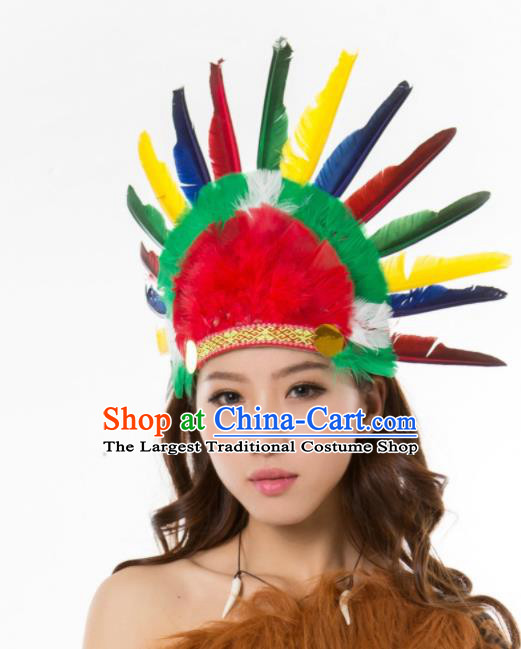 Professional Cosplay Hunter Feather Hair Crown Malankara Wild Man Hair Accessories Tribe Chief Headwear Halloween Fancy Ball Headdress